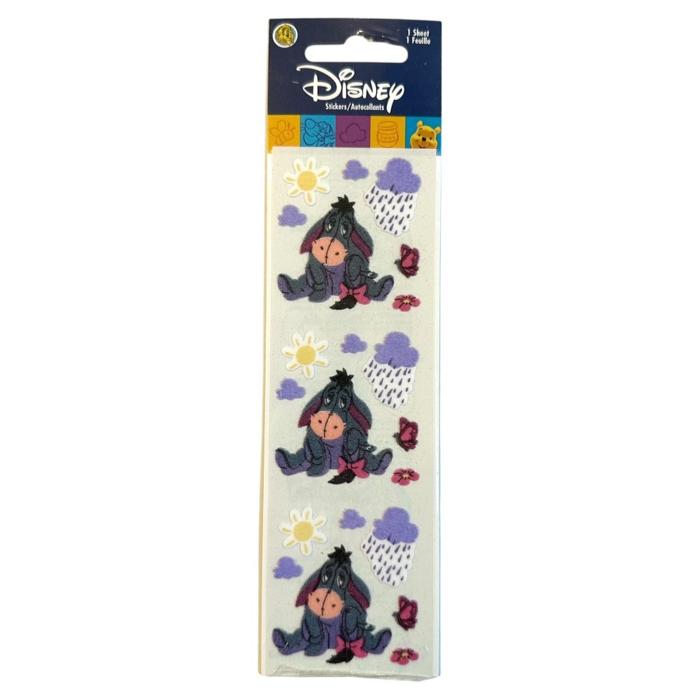 1 Sheet Sandylion Disney Eeyore Fuzzy Sticker Cloud Butterfly Vintage Sealed